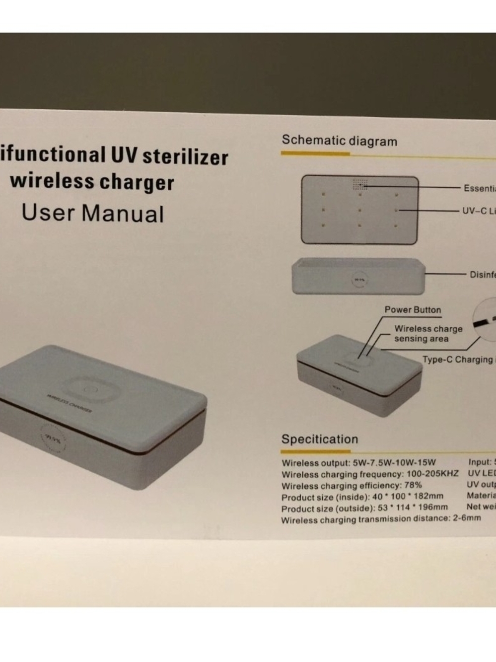 UV Multifunctional Sterilizer Wireless Charger - White with Purple Tray - Picture 5 of 12